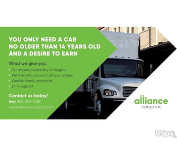Alliance Cargo Inc приглашает на работу водителей со своим авто