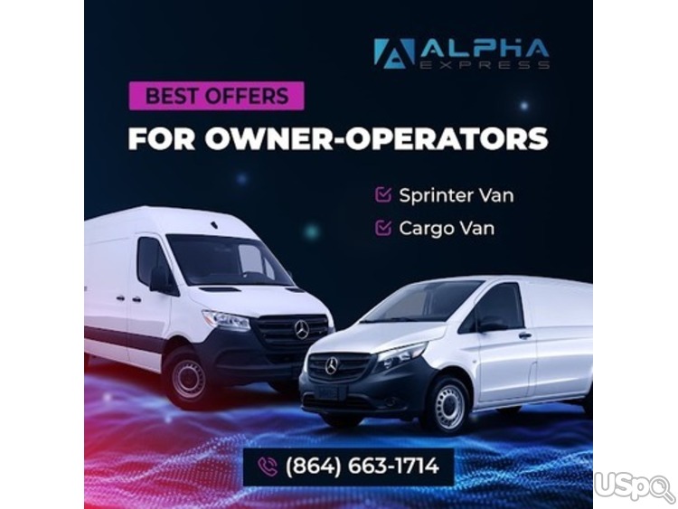 Alpha Express в поиске owner-operators со своим Sprinter  Van/Cargo Van, Box truck!