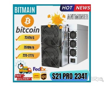 Bitmain Antminer S21 Pro (234Th) 3531W BTC Asic Crypto Miner